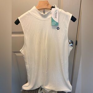 Lands' End Women's Cream Sleeveless Blouse